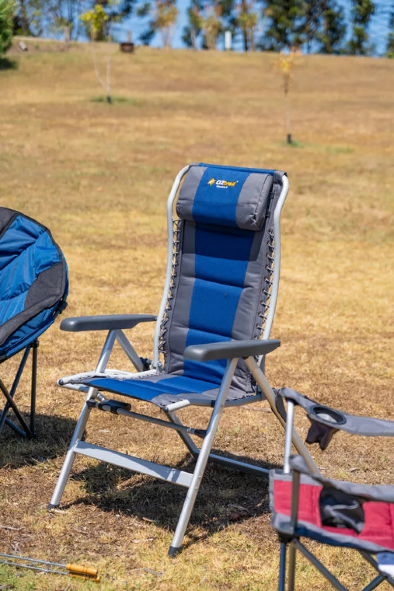 Chairs<OZtrail Cascade Deluxe 8 Position Recliner Chair - Navy