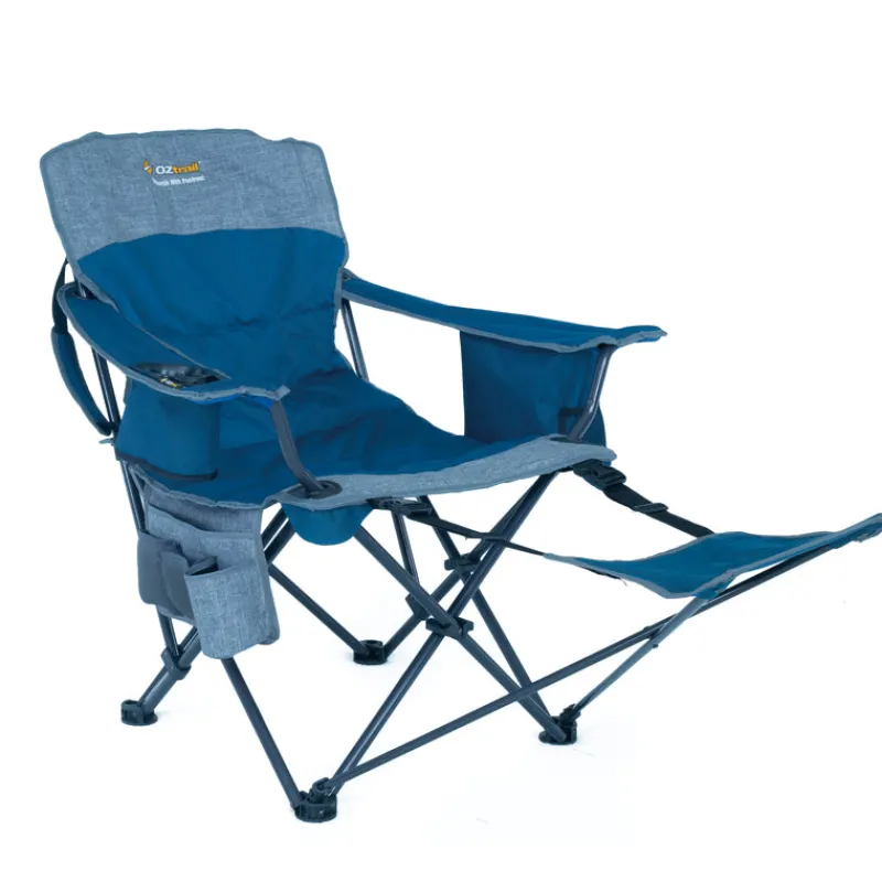 Chairs<OZtrail Monarch Arm Chair with Footrest - Blue