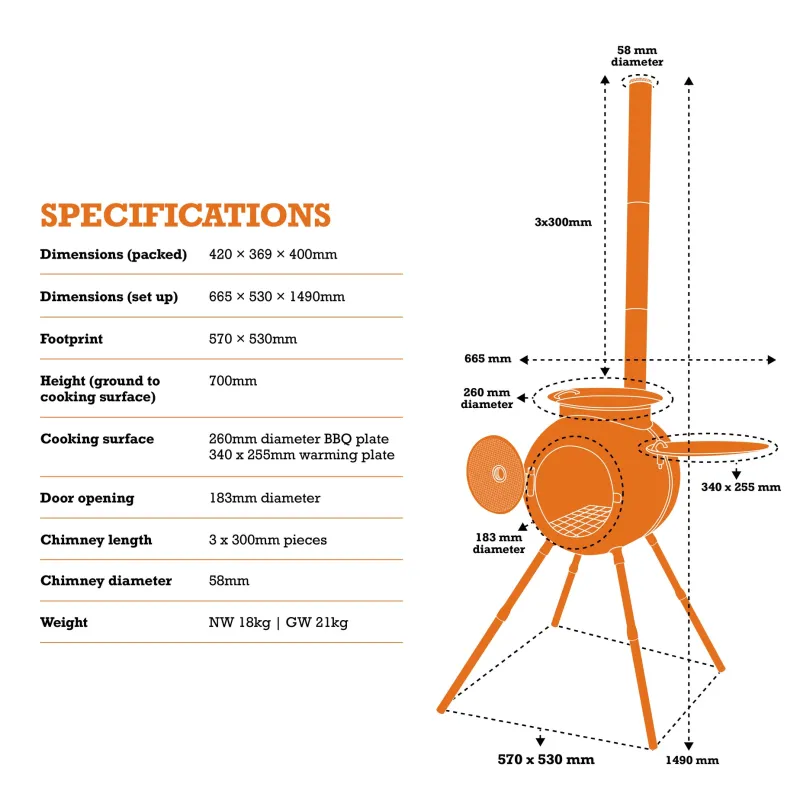 Series 2<Ozpig Series 2 Portable Wood Fire Stove