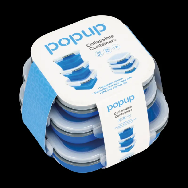 Pop-Up Range<Popup Food Containers Blue 3 Pack