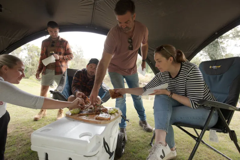 Chairs<OZtrail Resort 5 Position Arm Chair - Navy