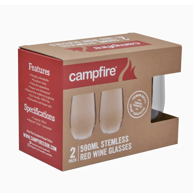 Kitchenware & Tableware<Campfire Tritan Stemless Red Wine 590ML 2 Pack