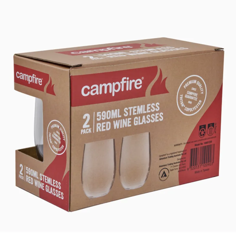 Kitchenware & Tableware<Campfire Tritan Stemless Red Wine 590ML 2 Pack